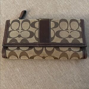 Coach Brown and Tan Signature Wallet